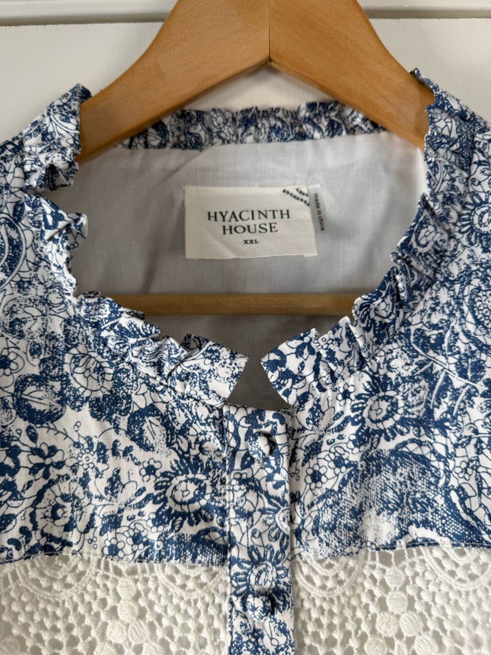 ๐ Hyacinth House for Tuckernuck Lace Trimmed Emmie Mini Dress Blue White XXL - Picture 7 of 15
